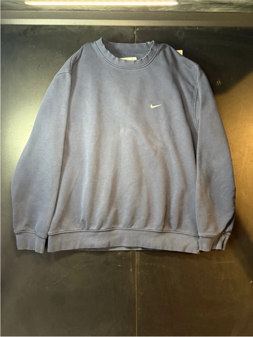 Nike Men's Blue Crewneck Sweatshirt with Embroidered Swoosh